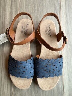 New Kim Rogers Women's Hayward Blue/Brown Ankle Strap Sandals Size 9